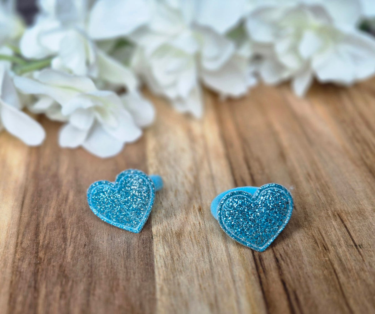 Haarelastiek | Glitter Hart | Blauw