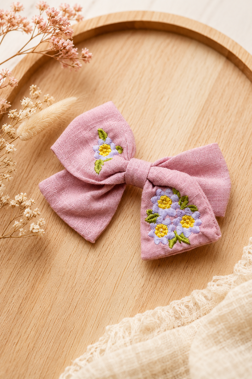 Alligatorclip | Strik | Pink Flowers