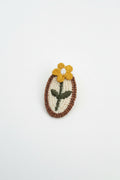 Alligatorclip | Embroided Flower | Geel