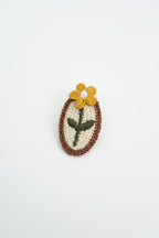 Alligatorclip | Embroided Flower | Geel